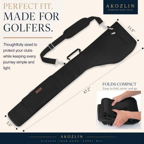 AKOZLIN Golf Carry Bag, 8-10 Club Soft Foldable Sunday Bag with Strap — view 2