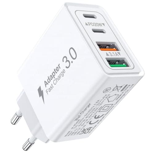 Keronos 40W USB C Charger EU Plug, 4 Port Europe Travel Adapter, PD 3.0