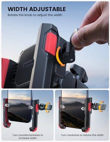 Lamicall Motorcycle Bike Phone Holder - 【1s Quick Release】 Universal Motorbike Phone Mount, Bicycle Handlebar Clamp for iPhone 17 16 15 14 Pro Max Plus Air Mini, Samsung S25 Ultra, All Phones - Red — view 4