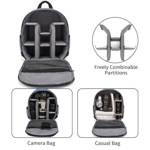 Nayubo Small Camera Backpack for DSLR SLR Mirrorless Camera Outdoor Travel Hiking Photography Waterproof Unisex Camera Case Compatible with Sony/Canon/Nikon/Fuji (Blue) — view 4