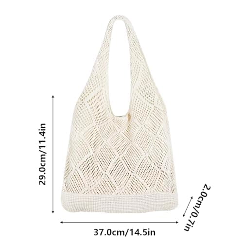 MUNSKT Crochet Boho Tote Bag - Shoulder Beach Tote - Woven Mesh Shopping Bag for Women's Summer Vacation — view 4
