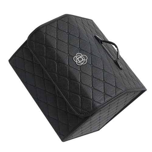 Jenngaoo Car Trunk Storage Organizer, High Capacity PU Leather Storage Box with Lid, Multipurpose Portable Car Organizer for Vehicle Accessories Trunk Storage and Travel Essentials (Black ‑ Large) — view 4