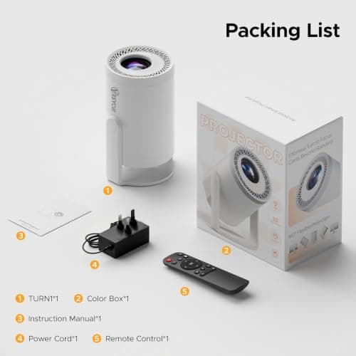New Generation Turn 1 Projector 2026 | Supports 1080P With Android 14.0 | 200 ANSI Lumen Smart Projector, Native 720P Mini Projector For Bedroom | Screen Mirroring for iOS/Android | Gaming & HDMI — view 3