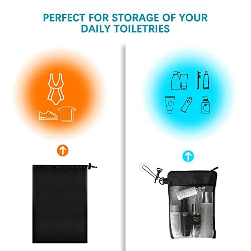 Toiletry Shower Bag for Gym, Multifunctional Waterproof Travel Wash Bag Hanging Bathroom Mesh Large Capacity with Suction Hook for Gym, Hiking, Camping — view 5