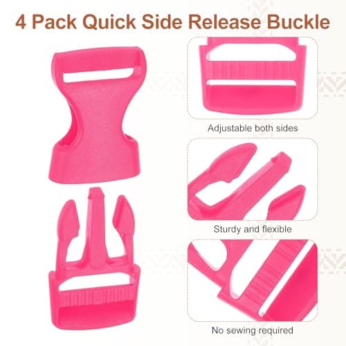 PATIKIL 4pcs Quick Side Release Buckle 0.8" Plastic Belt Clip Peach Pink — view 3