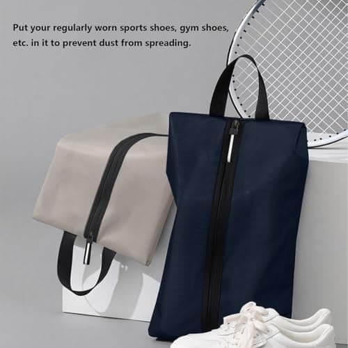 Shoe Bags for Travel, Waterproof Oxford Fabric, Zippered Shoe Storage Organiser with Handle, Lightweight Dustproof Shoe Pouch for Trainers, Gym, Business Trip, 16.5 x 9.8 Inches (Shoe Bag Navy Blue) — view 4