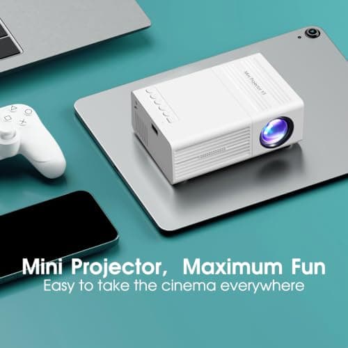 Mini portable projector, with a brightness of 33 lumens, equipped with a remote control, and easily connectable to smartphones — view 3