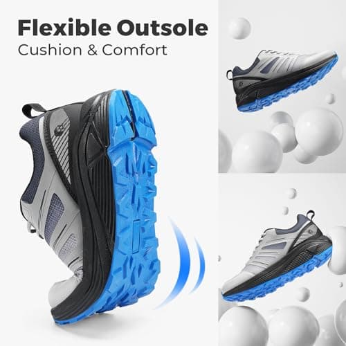 FitVille Wide Fit Mens Trainers Trail Running Shoes, Graphite, 10.5 X-Wide — view 4