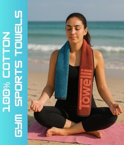 JWL Cotton Sports Towel, Quick Dry, Gym for Running, Travel, Beach, Swimming, Camping Hiking, Soft Absorbent Fitness (BLACK, 30X90CM, TOWELLI DESIGN BLACK HEM) — view 6