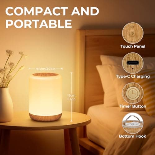 CAKLIK Night Light 2-Pack, LED Dimmable Touch Bedside Lamp with 256 RGB — view 6