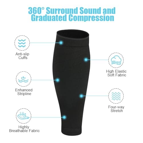 ACWOO Calf Support Compression Sleeves for Women Men, 1 Pair 15-21mmHg Class 1 Shin Splints Brace Support for Torn Muscle Pain Relief, Cramps, Sprains, Footless Leg Socks for Running Sports Flight — view 2