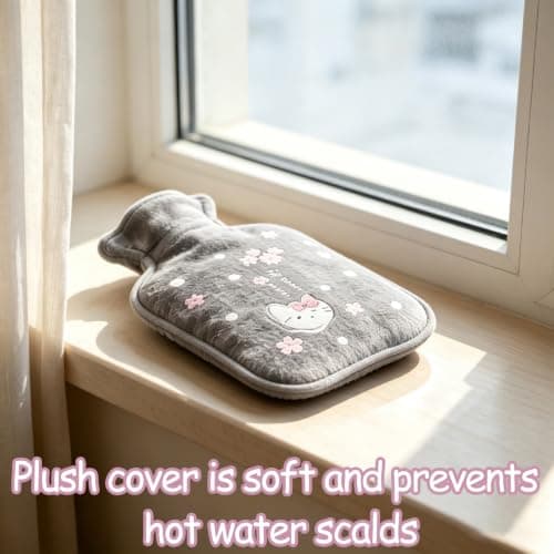 Mini Hot Water Bottle, 4-Pack with Covers, Pink Grey Green Blue — view 6