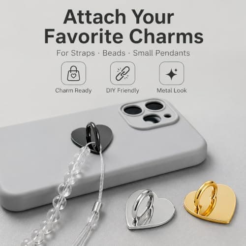 20 Pack Phone Case Charm Hook, Sturdy Adhesive Heart Loop Stand, Beautiful E-Reader Aesthetic Accessories & Tablet Decorations — view 4