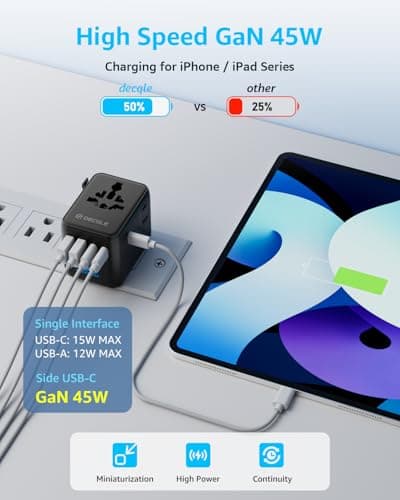 decqle “Pro” Universal Travel Adapter for International Travel -EU UK US AU — view 3