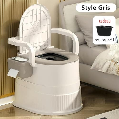 RVTENRIO Ergonomic Portable Toilet with Lid and Tissue Holder – Khaki — view 3