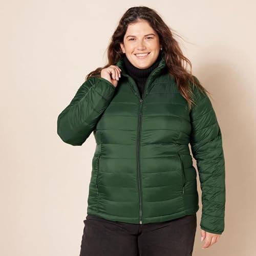 Amazon Essentials Women's Lightweight Long-Sleeved, Water-Resistant, Packable Puffer Jacket (Available in Plus Size), Dark Green, S — view 6