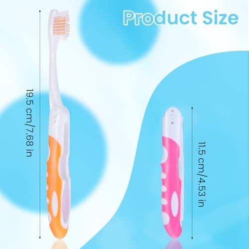 2 Pcs Travel Toothbrush, Soft Folding Toothbrush, Mini Toothbrushes for Travel Camping Hiking (Orange and Pink) — view 2