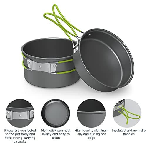 Lixada Camping Cookware, 2-3 People Multifunctional Portable Cooking Set for Outdoor Camping Hiking Picnic — view 5