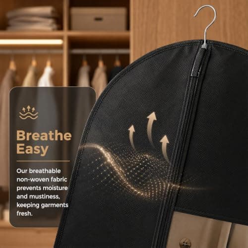 4 Pack Suit Covers Set with Zip, 120 x 60cm Clothes Bags Hanging — view 4