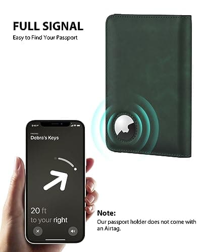Passport Holder Airtag Wallet Stouchi UK Passport Cover with RFID Blocking Protector PU Leather Travel Wallet Organiser Document Holder for Men&Women Passport,Business Cards,Boarding Passe(Deep Green) — view 3
