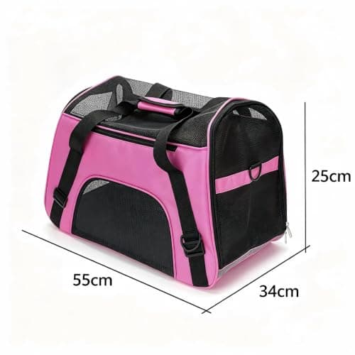 Expandable Foldable Pet Travel Carrier 55x34x25cm Oxford Cloth Breathable Mesh Cat Puppy Bag Multi Carry Straps Safety Clip Soft Transport Tote for Small Kittens Dogs Vet Car Trips (Purple) — view 2