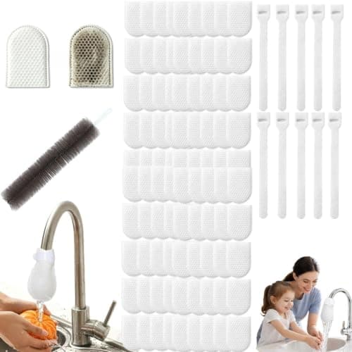 Faucet Filter Cotton Bag, Splash-Proof Cotton Filter Bag For Taps, Captures Rust Sediment Scale,Ultra-Fine 1000-Mesh Filtration Technology Designed, For Home Dorm Travel Outdoor Well Use (100PCS)