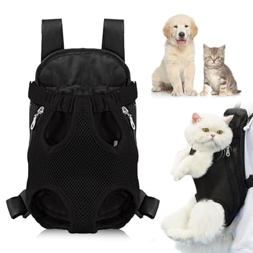 Dog Backpack Carrier, Legs Out Pet Carrier Backpack Pet Front Dog Backpacks Adjustable Breathable for Hiking Traveling for Small Medium Dogs Medium Travel Bag Black