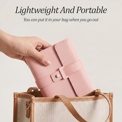 Xinjoduz Earring Storage Organiser with Foldable Book Design Stud Travel Jewellery Box, Waterproof Portable Pu Leather Travel Earring Case, Earrings Holder Case for Mother Women Girls Gift(Pink) — view 5