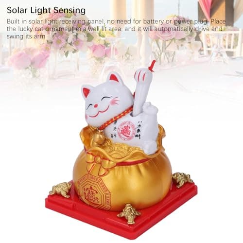 Phefop Solar Powered Lucky Cat Waving Arm (Gold) — view 5