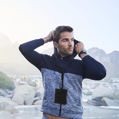 ibasenice Hanging Pouch with Lanyard Small Travel Wallet for Coins Cards Keys and Earphones Hanging Storage Bag for Camping Hiking and Daily Commute 4.13 X 3.15 X 0.39in — view 4