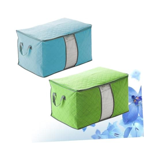 MAGICLULU 2pcs Duvet Storage Bags Zips Vacuum Fabric Organizer for Blankets Bamboo Box Quilt Storage Bag Random Color — view 6
