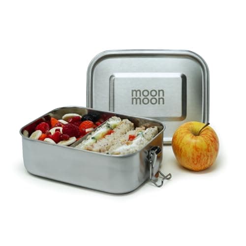 Moonmoon Stainless Steel Lunch Box (0.8L) | Leakproof Metal Bento Lunch Box with Compartments | BPA free Salad & Sandwich box for Adults & Children