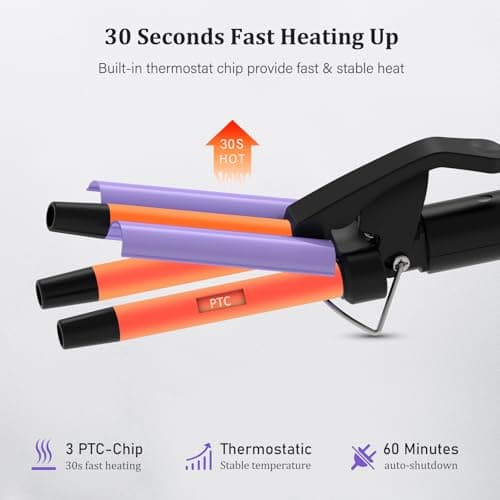 janelove Upgraded Mini Hair Waver for Short & Medium Hair, 13MM Curling Wand, 0.45lb Lightweight, Mini Size Crimper Beach Waver, Travel Friendly,Adjustable Temperature-Purple — view 5