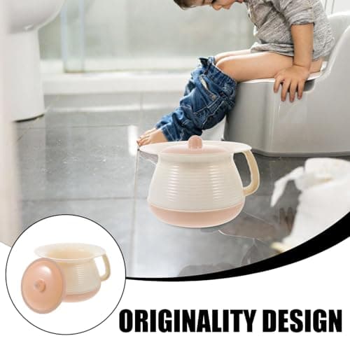 GAROZATION Boy Girl Urine Pail Plastic Portable Home Spittoon Lid Bedside Boys and Girls Chamber Pot Urine Bucket for Camping Travel Potty Toilet — view 3