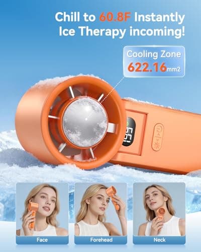 Fanseesy Portable Handheld Turbo Fan with Ice Cooler, 199 Speed Personal Fan,5500mAh Rechargeable,20H Cooling Time,20000 RPM Powerful Silent Motor, Summer Essential for Travel/Outdoor/Office,Hot Pink — view 3