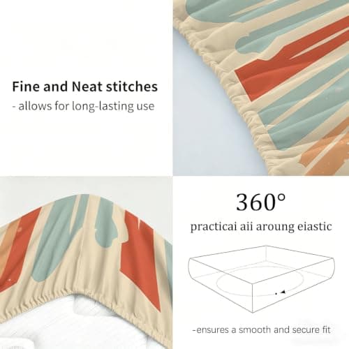 Small Double Fitted Sheet 122 x 190 cm, Retro Cinematic Popcorn Soda Film Projector Reel Microfiber Fitted Sheets with Deep Pocket 30cm, Soft Breathable Bed Sheets, Bed Sheet for Children Adult, Beige — view 6