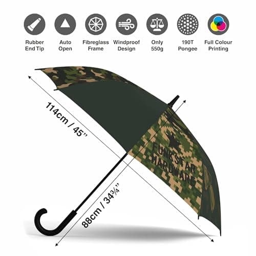 Funkstar Hardware® Compact folding umbrella | Camofunk design | Windproof 8-rib fiberglass | Auto open & close | Waterproof | Fits in a bag | Novelty gift — view 4