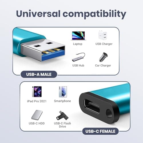 NAVZA 4 Pack USB to USB C Adapter, USB C Female to USB A Male Adapter, USB 3.0 Type C Converter, Compatible with MacBook, iPhone 16/15/14, iPad, Android Phones, Tablet, Laptop & AirPods — view 4