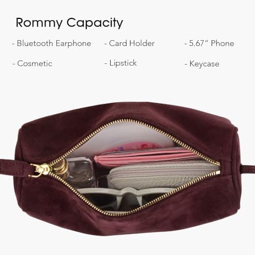 DONNAIN Suede Bag for Women Leather Crossbody Bag Ladies (Burgundy) — view 5