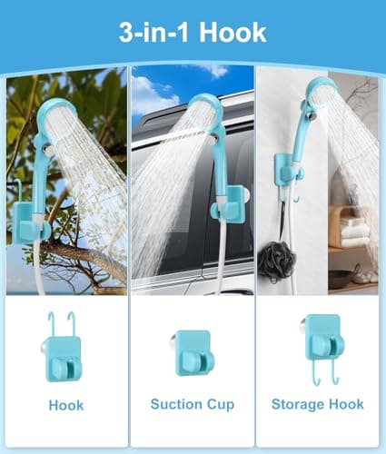 WADEO Portable Camping Shower, [10 Days Runtime] Rechargeable Battery Shower Pump, Outdoor Shower Kit for Beach, Pet, Travel, Car — view 5