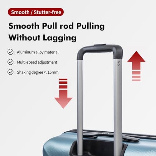 Rocklands® Cabin Suitcase 55x40x20cm Hard Shell TSA Lock, 4 Spinner Wheels, Lightweight Hand Luggage Small Travel Bag, Approved for 100+ Airlines Including Ryanair, EasyJet (Ice Blue, Cabin (20 Inch)) — view 6