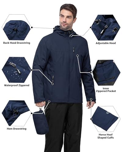 Outdoor Ventures Men's Waterproof Jacket Lightweight Windproof Rain Coats — view 4