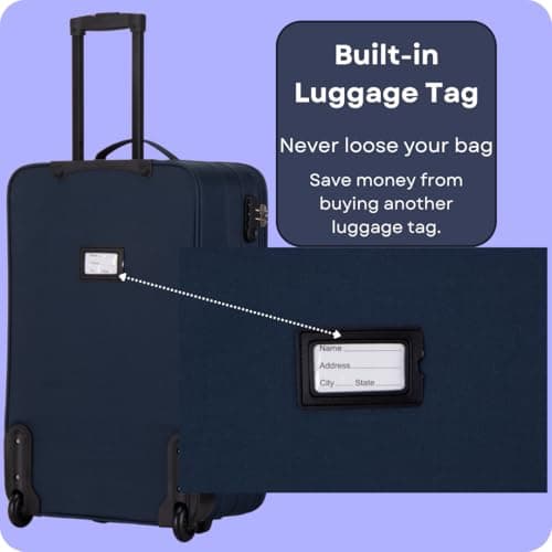 ATX Luggage 26” Medium Suitcase Expandable Durable Lightweight Suitcase with 2 Wheels & Built-in 3 Digit Combination Lock (Navy, 79 Liter) — view 6