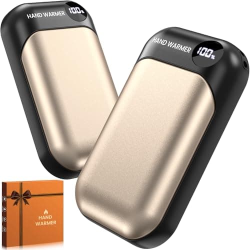 Hand Warmers, 2 Pack Magnetic Electric Handwarmer, 6000mAh USB Hand Warmers Rechargeable, 4 Heat Settings, LED Digital Display, Suitable for Outdoor Indoor - Hunt, Camp, Golf or Gift Giving, Gold
