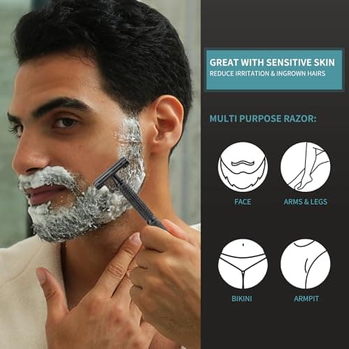 BAILI Butterfly Double Edge Safety Razor Reusable Manual Rust-proof Stainless DE Wet Shaving for Men Women with Mirrored Travel Case BD175C — view 4