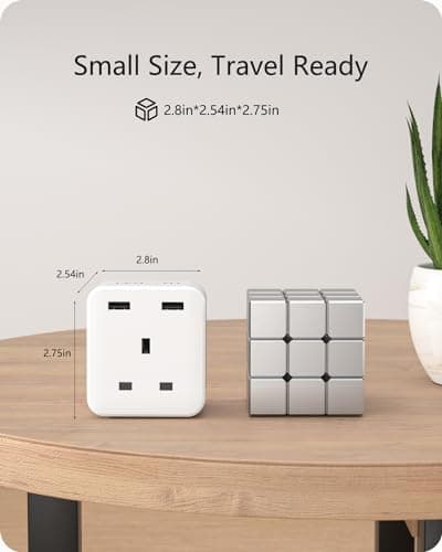 LENCENT Multi Plug Extension with 2 USB, 3 Way 3 Plugs Socket Adapter — view 5