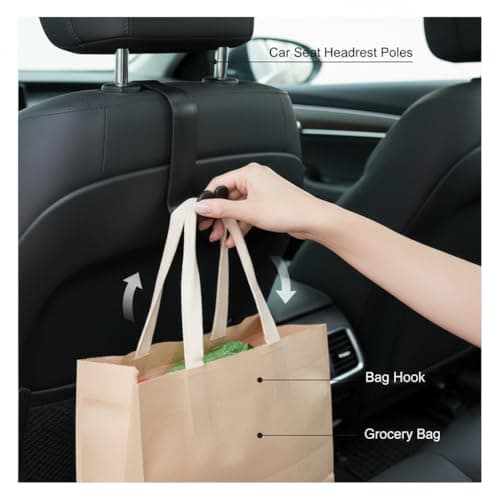 CBMZHF 4Pack Car Headrest Hooks - Adjustable Back Seat Organizer for SUV & Vehicles, Holds Purses, Grocery Bags, Umbrellas (Black) — view 6