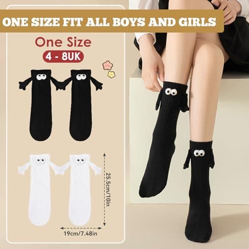 uinnossvc 2 Pairs Funny Magnetic Socks That Hold Hands — view 2