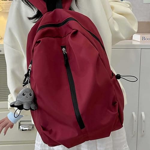 Backpack School - Classic School Backpack For Unisex Lightweight Casual Large Maroon Backpack For College Travel — view 2