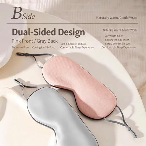 Dual-Sided Cool Warm Silk Sleep Eye Mask, Breathable Ice Silk Blackout Eye Mask for Sleeping, Light Blocking No Pressure Eyes Cover, Travel & Holiday Essentials for Night Sleep Eye Care — view 2